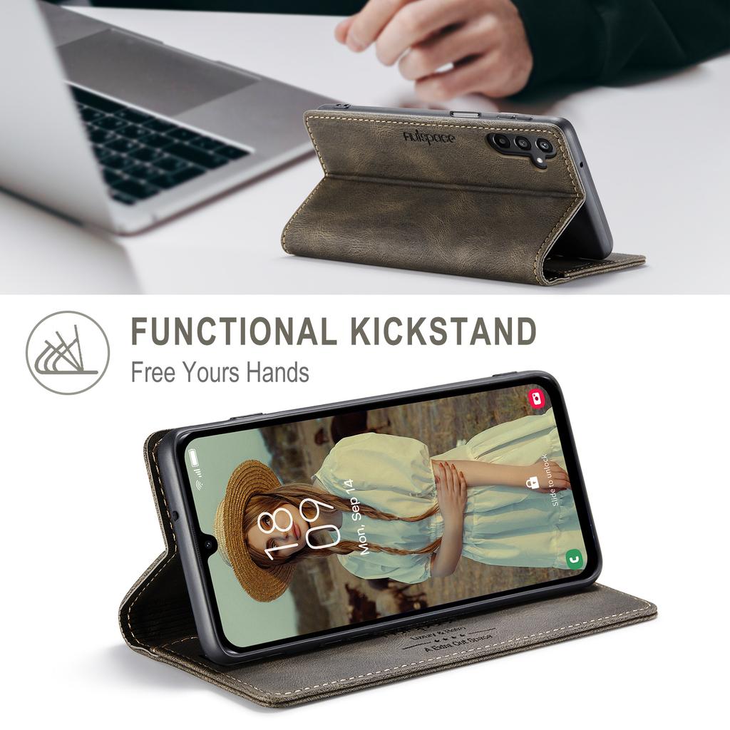 For Samsung Galaxy A15 5G/Galaxy A15 4G Wallet Case AUTSPACE A01 Leather Stand Cover with RFID Blocking Card Holder