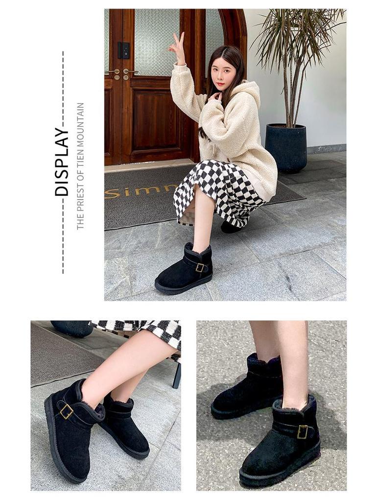 Damen 2025 Neuer Stil Rindsleder Schneestiefel - Bequem, Warm, Vielseitig, Flache Sohle, Kurze Winterstiefel