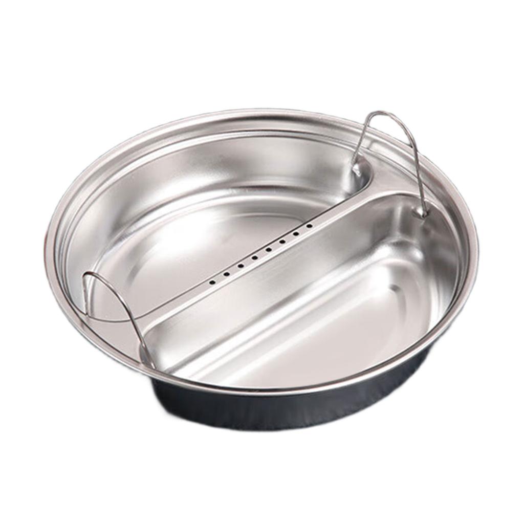 Multiuse Divided Steaming Tray Metal Steamers Basket with Double Handle Stainless Steel Food Holder Kitchen Utensils