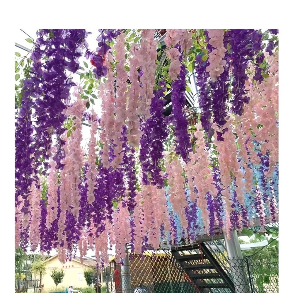 10PCS Bright Color Artificial Wisteria Hanging Flower Wisteria Flower Strips  Ceiling