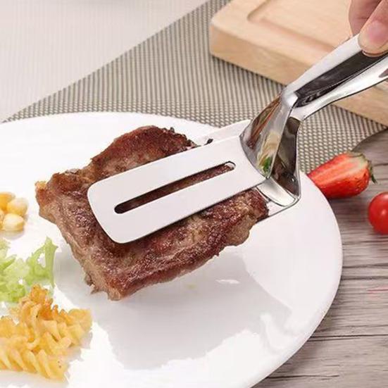 3Pcs Food Clip Grill Clamp with Extra Long Heat-Resistant Handle Stainless Steel Steak Fish Burgers Bread BBQ Tongs Kitchen Grilling Tool