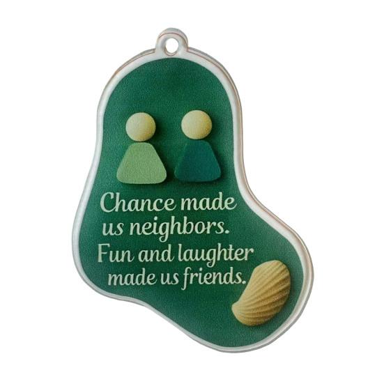 Christmas Pendant Xmas Tree Stocking Shape 2D Acrylic Seaside Festive Decoration with Lanyard Beach House Holiday Decor