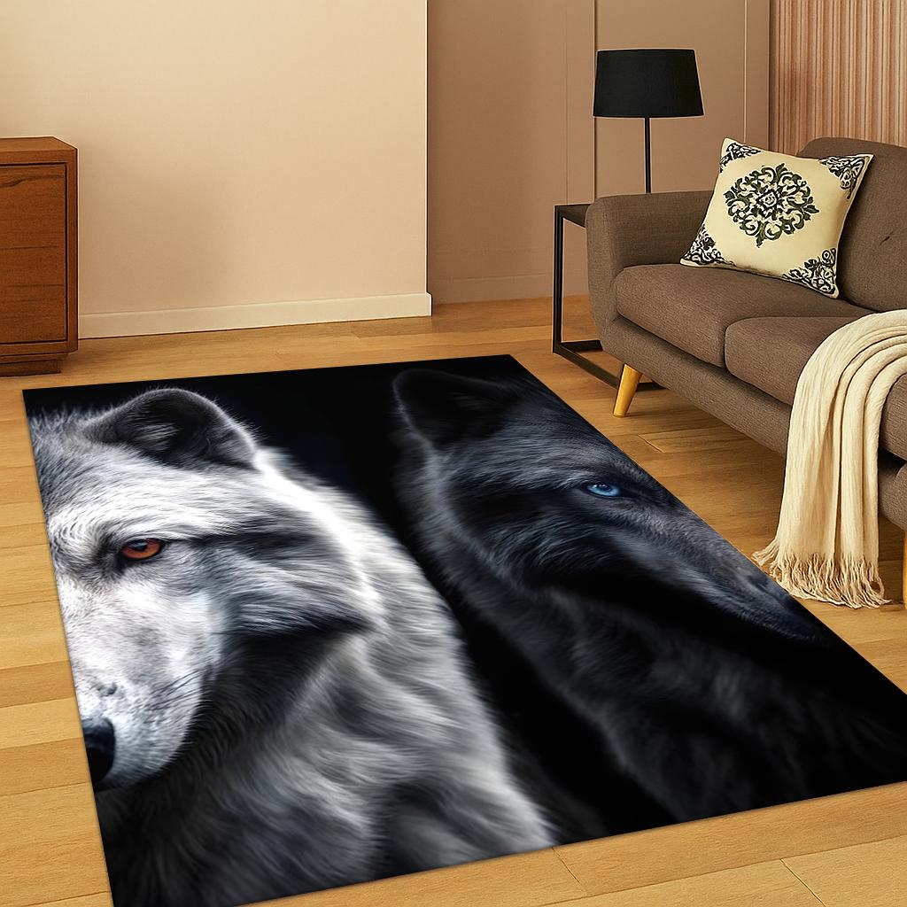 Wolf Animal Cartoon Carpet Rug for Sofa Bedroom Living Room Playroom Doormat Home Decor ,Kid Game Area Rug Non-slip Floor Mat