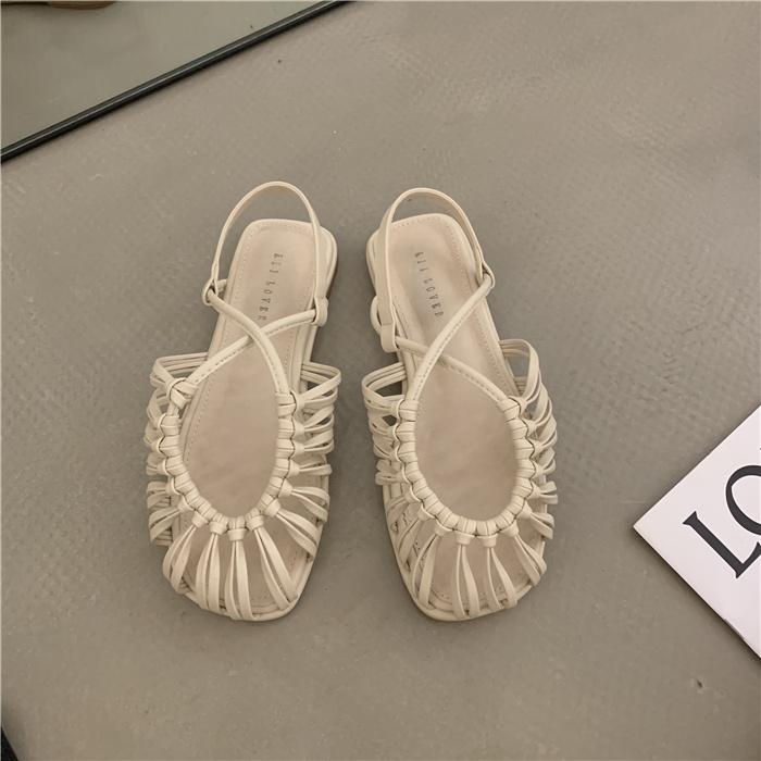 Fashion Women's Gladiator Sandals New Summer Breathable Closed Toe Flat Sandals Female Slipers Women Soft Beach Slides Rome Shoes Mujer