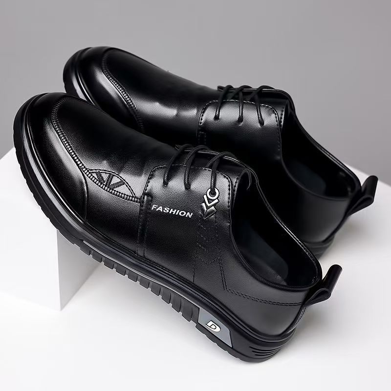 Men's Leather Shoes Spring New Leather Soft Sole Breathable Versatile Men's Shoes Black Dress Business Casual Shoes