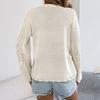 Women's Casual Color Openwork Lace-up Flared Sleeve Knitted Cardigan Top