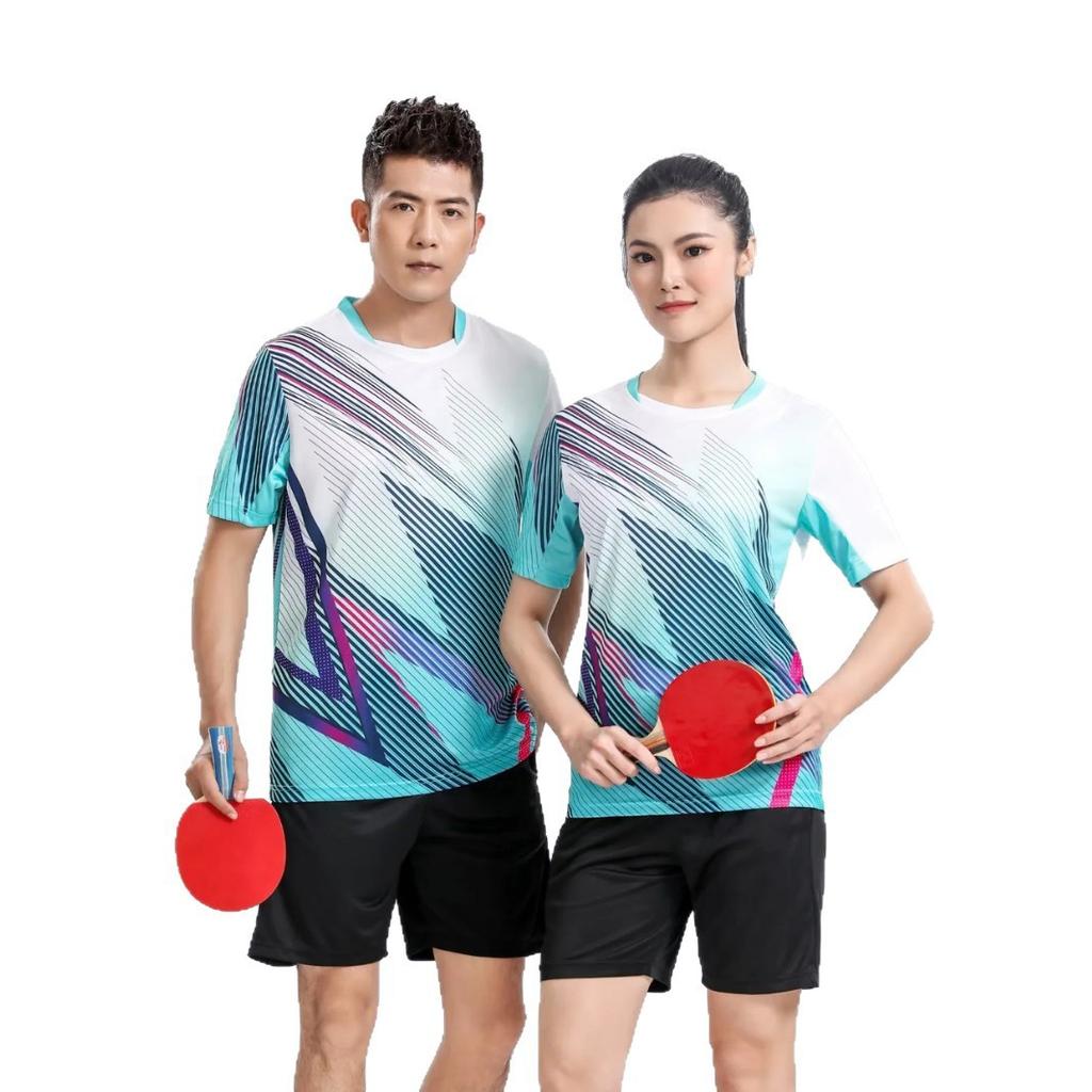 Football Training Clothes Manufacturers Wholesale Quick-drying Sports Tops Short-sleeved Men's and Women's Table Tennis Badminton Clothes Summer 