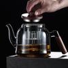 Transparent Glass Tea Kettle with Walnut Handle