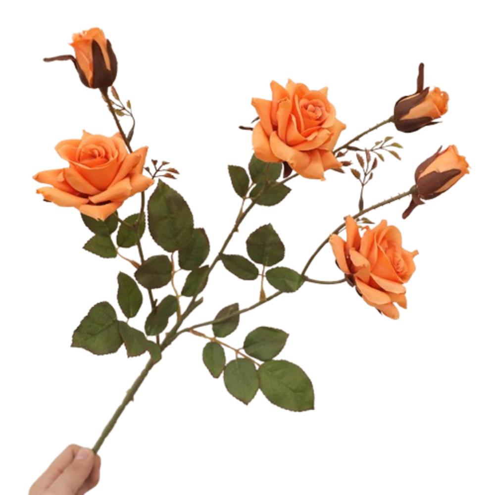 3 Head Simulation Rose Flower Luxury Fake Flowers Artificial Rose Branch  Outdoor Garden Decor