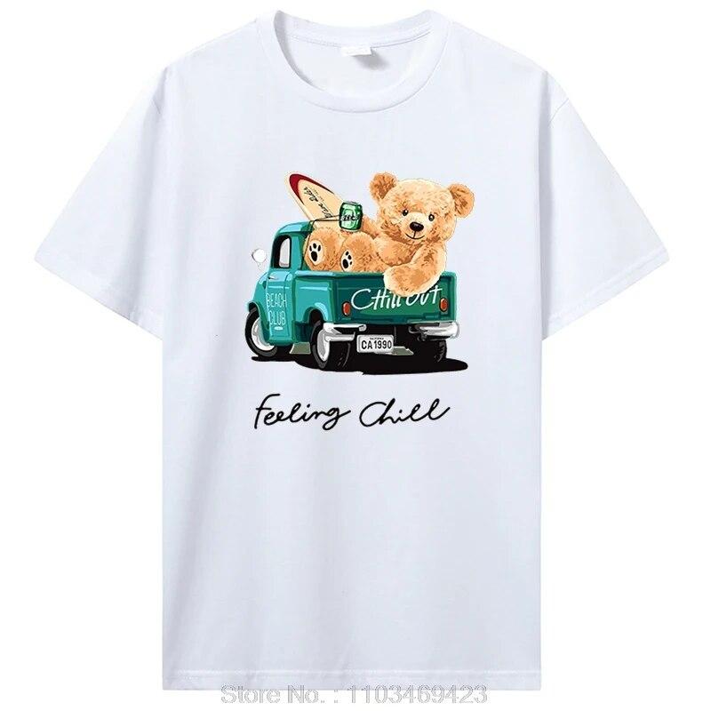 Teddy Bear T Shirt Funny Cotton Short Sleeve Graphic T Shirts Unisex Women Harajuku Clothing Summer Unisex's Oversize T-shirt Tees