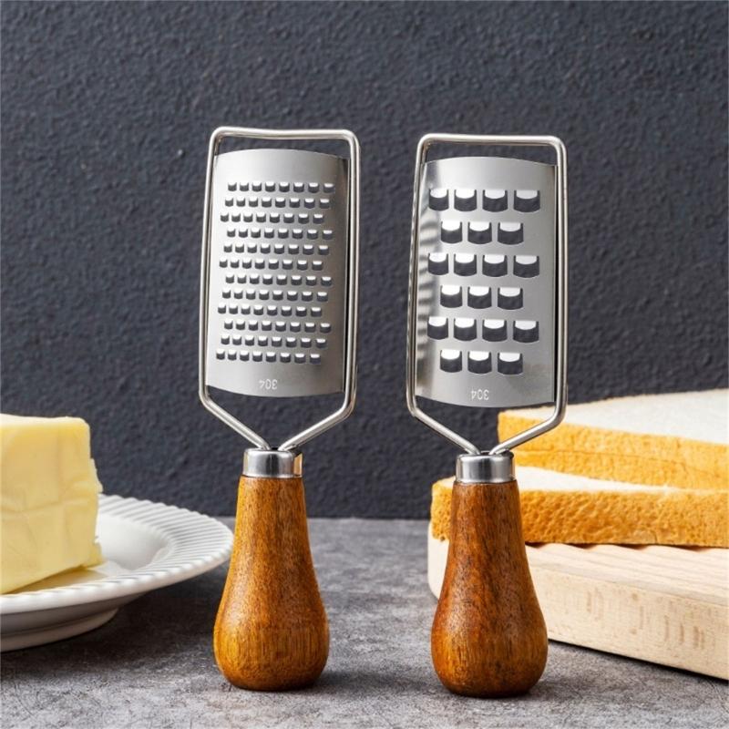 Portable Steel Cheese Shredding Gadget Multipurpose Vegetable Grater Essential Kitchens Tool With Nonslip Wood Handle