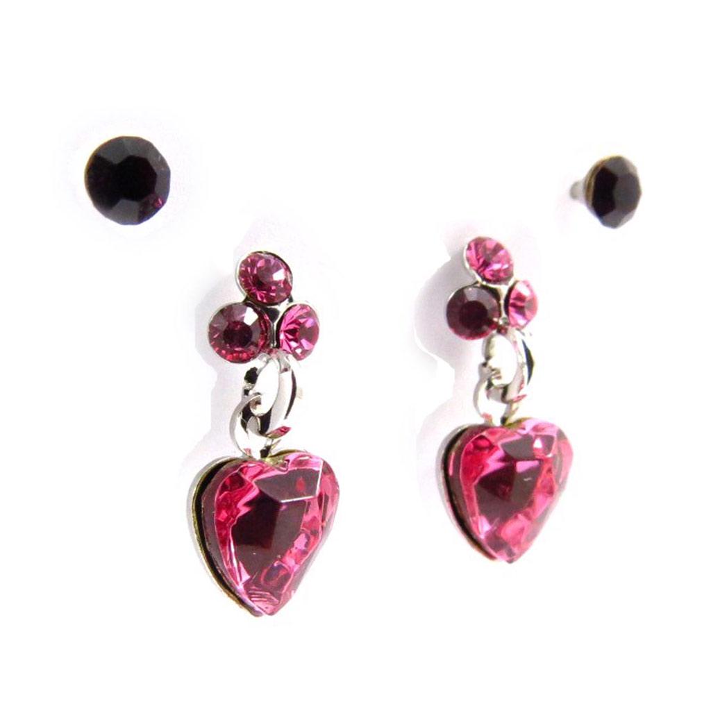 Les Trésors De Lily [J2298] - 2 Pairs of Pink 'Sissi' Earrings