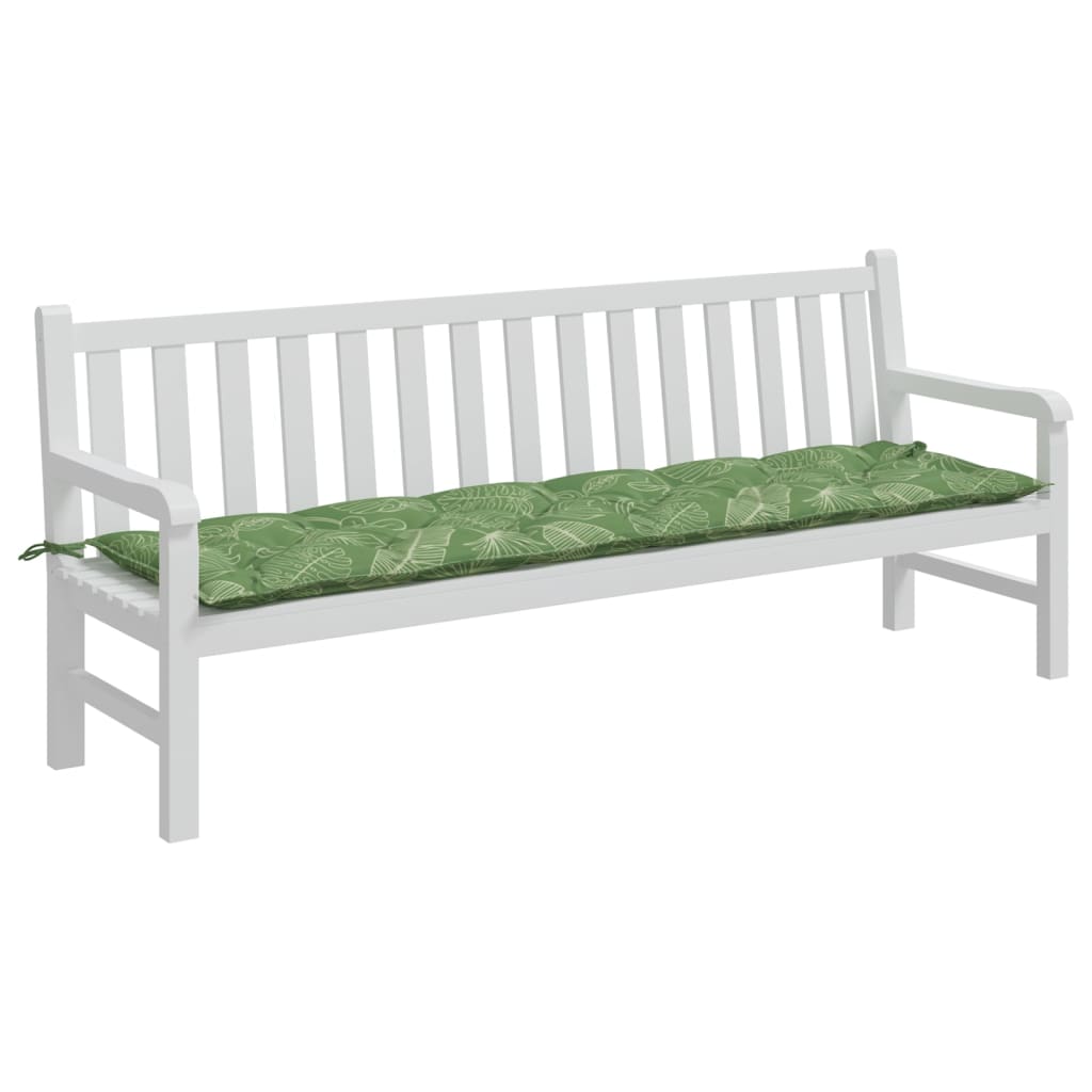 Garden Bench Cushion Leaf Pattern 200 x 50 x 7 cm Fabric