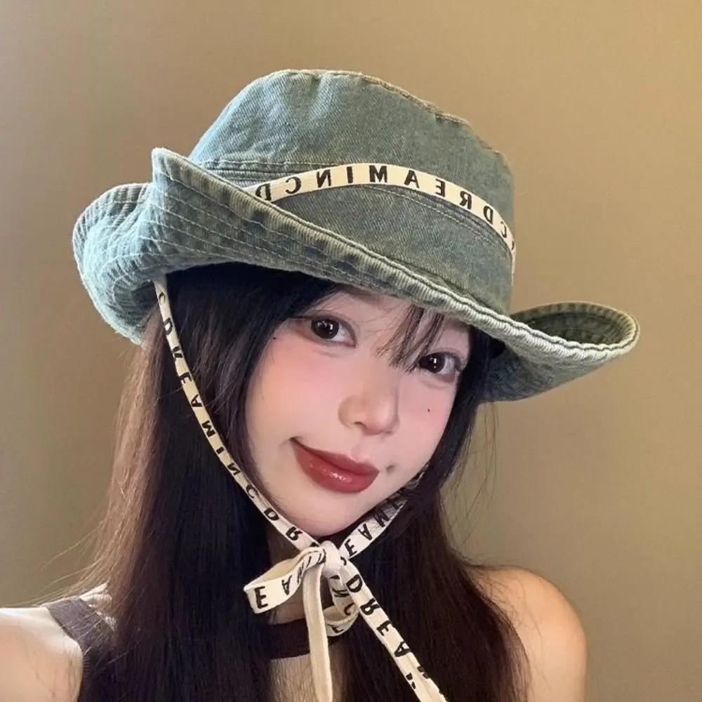 Large Brim Cowboy hiking hat Denim Fisherman Hat Casual Bucket Hat