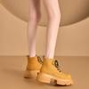 Women's Ankle Boots and Short Boots Thick-soled Casual Yellow Women Boots Plus Size Lace-up  Motorcycle Boots Female