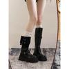 Black retro British style thick heel thick-soled boots women's autumn and winter new boots tall and thin knight boots