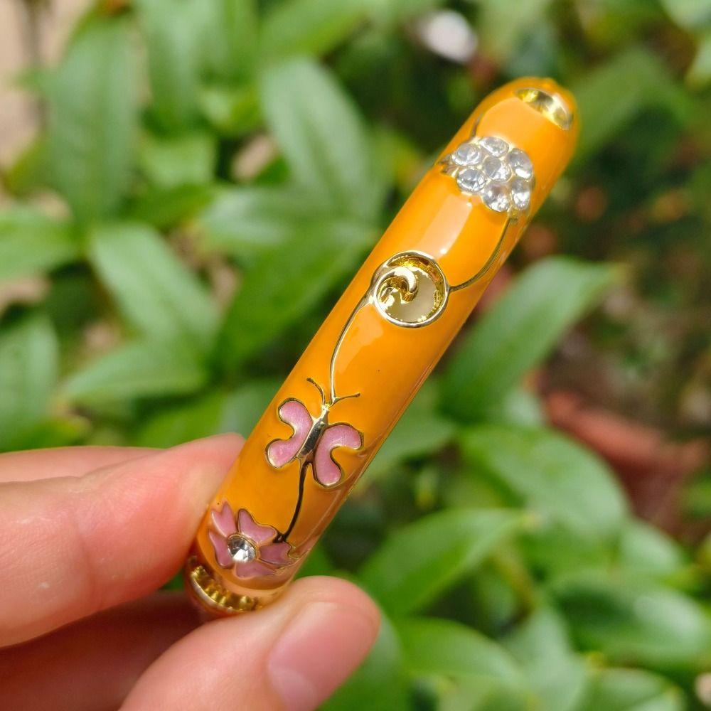 Traditional Enamel Bangle Enamel Rhinestone Encrusted Bangle India Cloisonne Bangle Jewelry Gifts