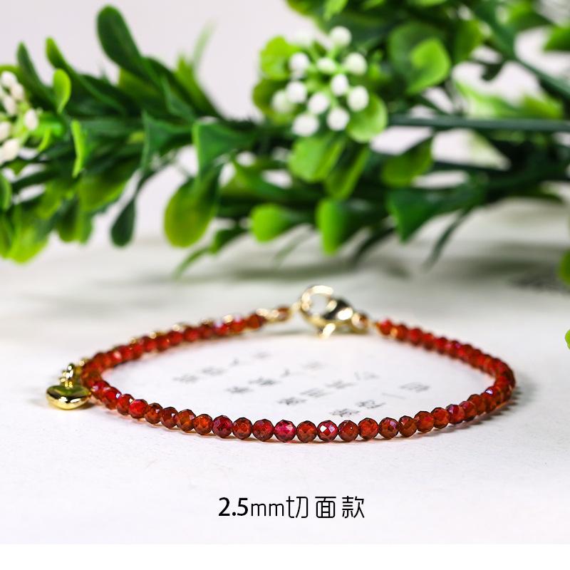 

Southern Red Agate Bracelet, Natural Crystal Bracelet, Red Rope, Small Niche Design, Simple Bracelet for Girls 2.5mm Garnet faceted brac