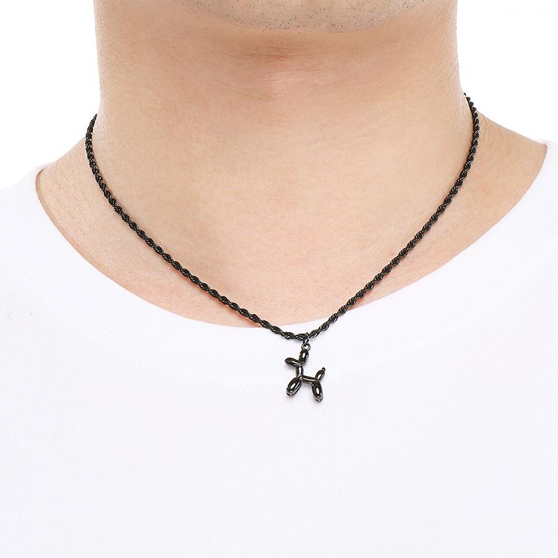 Roztomilé přívěsky psů z balónků Náhrdelníky Nerezová ocel Kroucený řetízek Choker pro páry Jednoduchý zvířecí náhrdelník Módní party šperky