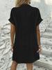 In-Stock European & American Summer Solid Color Casual Lapel Button Shirt Dress for Women