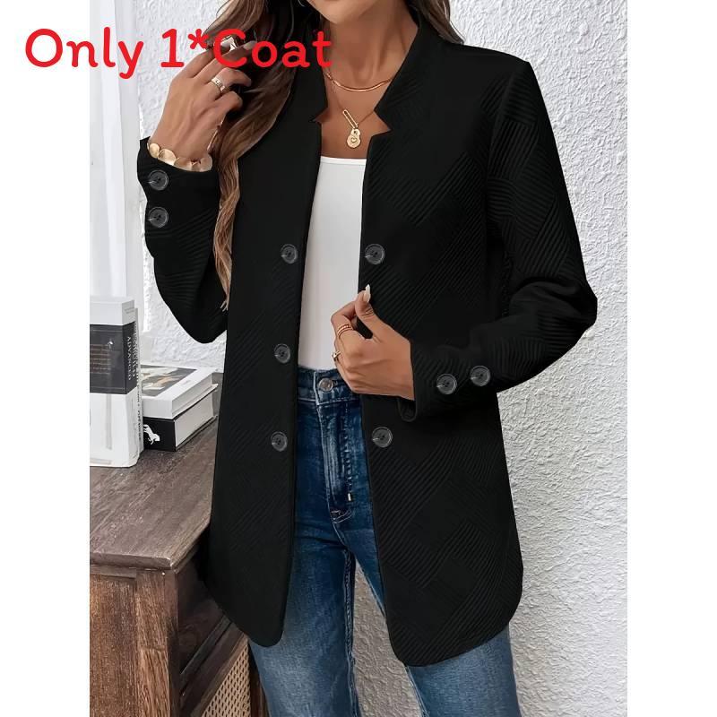 Elegant Womens Blazer Suit With Long Sleeves And Classic Double Button Closure For Office Wear