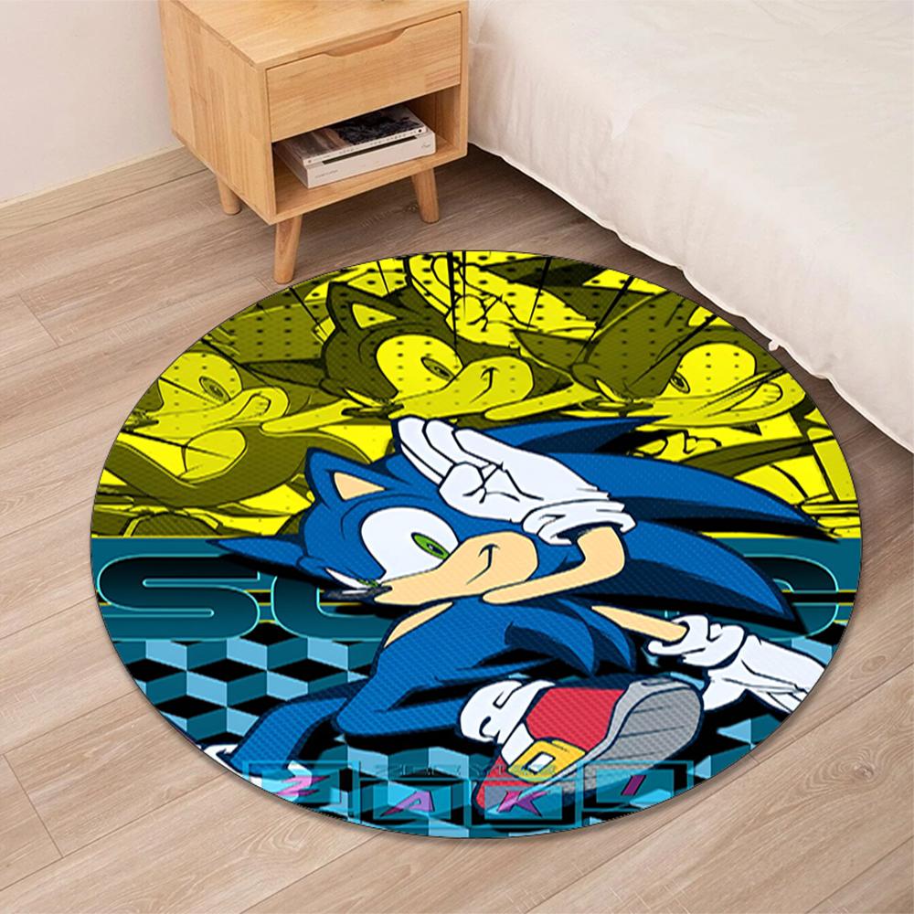 Sonic Printed Round Rug Carpet Chair Rug Area Rug Entryway Doormats,for Office Chair Living Room Bedroom Kitchen Room.