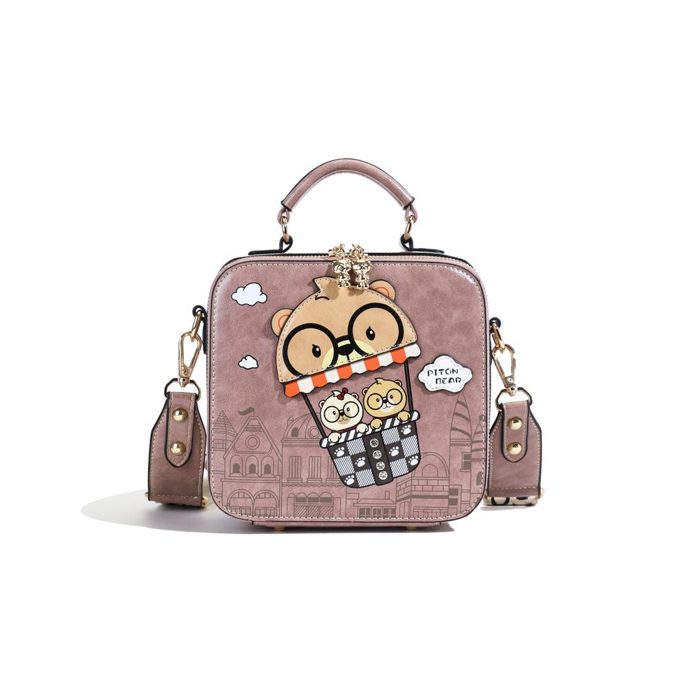 Sac Bandoulière Mignon avec Imprimé d'Ours pour Femmes Style Décontracté Bandoulière Réglable Fermeture Éclair Doublure en Polyester Design Ludique avec Personnage de Dessin Animé