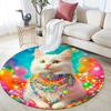 Magical Cat Round Area Rug,Carpet Rug for Living Room Bedroom Sofa Playroom Decor,Non-slip Floor Mat