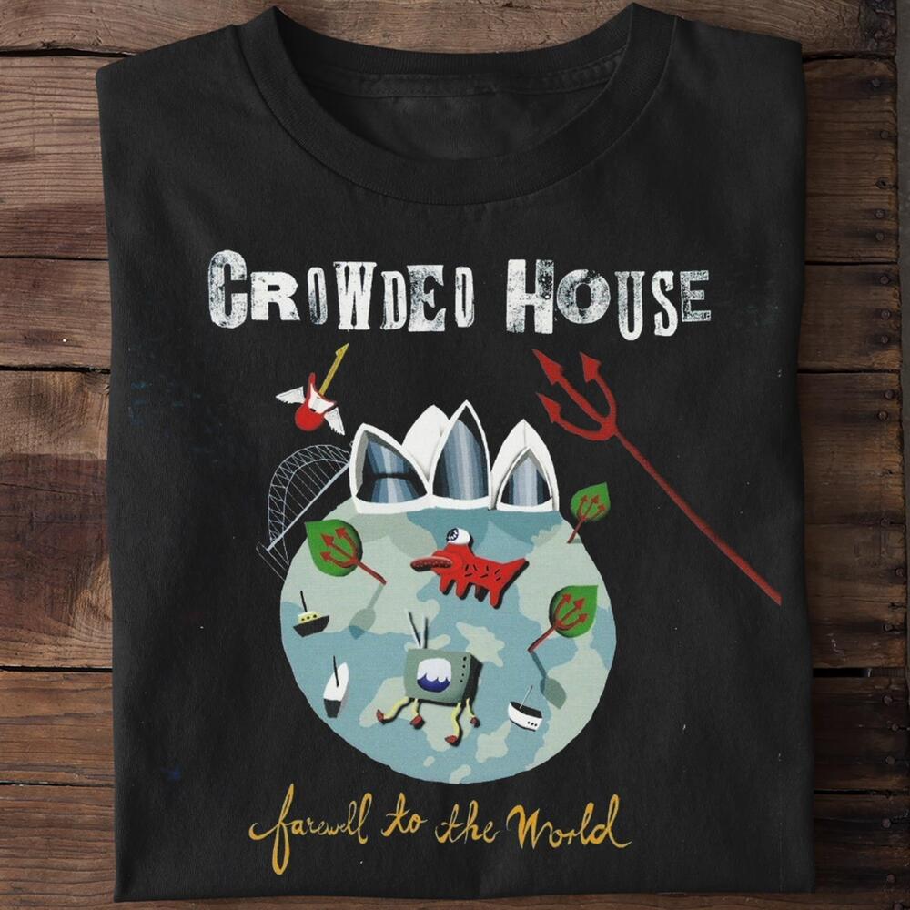 Crowded House Band Funny Cotton Black All Size T-Shirt Unisex T-Shirt