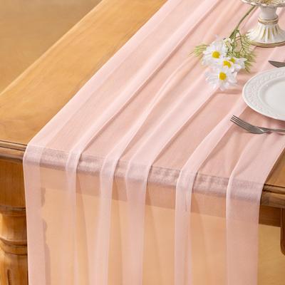Chiffon Tulle Table Runner, Romantic Sheer Table Runners for Rustic Boho Wedding Party Bridal Shower Decorations Birthday Party