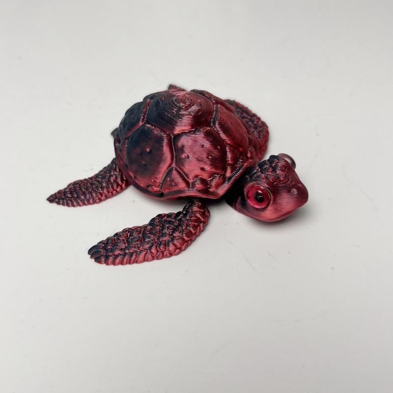 3D Printed Turtle Model Ornament Creative Collectible Movable Simulation Eyes Toy Holiday Gift Multi-Jointed Poseable Decoration