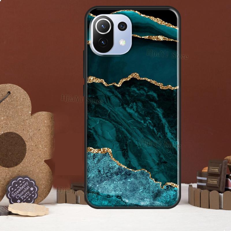 Teal Blue Gold Agate Marble Funda For POCO F5 X3 X4 X5 Pro F4 GT C40 F3 Case For Xiaomi 11T 12T Pro 12 X 13 Lite Cover