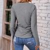 Women's Fashionable Casual Solid-color Long-sleeved Pullover Round-neck T-shirt Top