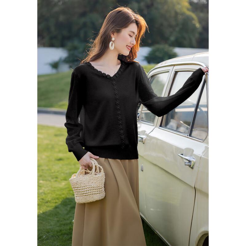 Moka Na Damen Strickoberteil mit Spitze und langen Ärmeln