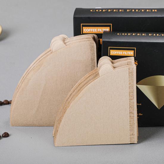 100 ks Jednorázový kužel kávového filtru Nebělené přírodní filtry Papír Káva s hladkou chutí Příslušenství pro překapávač French Press