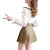 Women's Two-Piece Set: College-Style Doll Collar Shirt and High-Waist Pleated Skirt