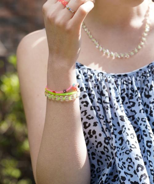 Bonbeau Bright Cutting Glassball Beads Mix Bracelet Transparent Ball Neon Color Beads Smile Charm Bracelet
