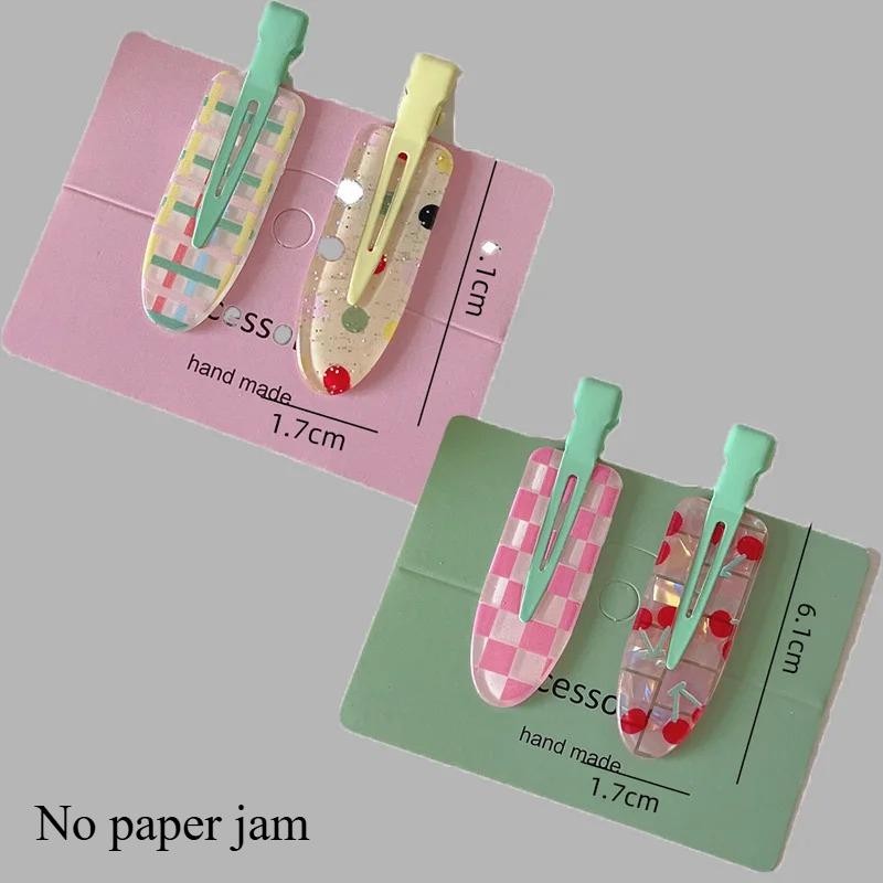 2/4pcs Candy Color Fruit Hair Bang Clip Summer Hairpin No Crease Acrylic Barrette Hair Side Clamp For Girl Hair Accessories