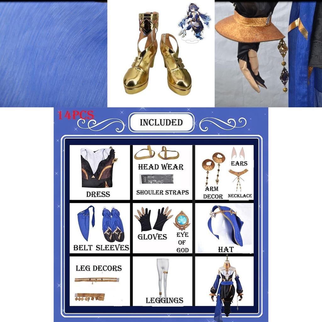 Gorgeous Genshin Impact Layla Cosplay Costume Wig Shoes For Adults Halloween Carnival Party