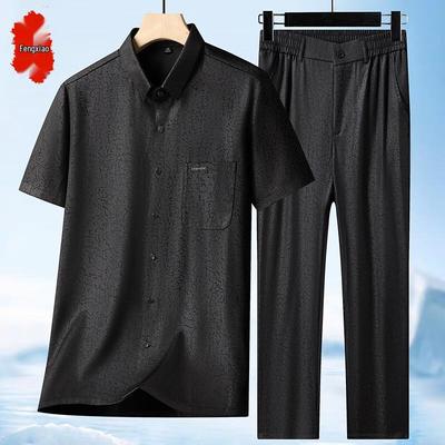 Men's Summer Ice Silk New Chinese Style Casual Suit