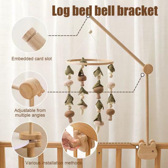 Wooden Baby Rattle Crib Bracket Rotatable Infant Rattle Toy Hanger Holder Newborn Rattle Bell Decorative Hanging Arm Universal Crib Accessories