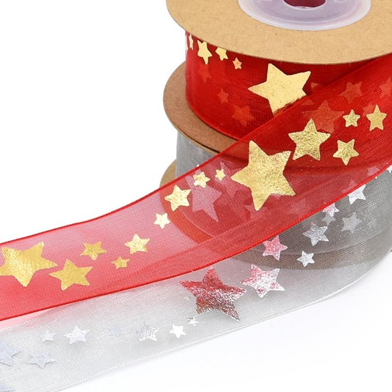 Ribbon Printing Stars Ribbon For Christmas Wedding Decoration Cake Ribbon Gift Wrapping DIY Sewing Handmand Art Craft