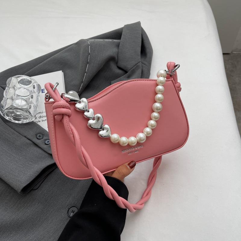 Personalized beaded new high-end small square bag simple atmosphere commuter shoulder bag niche portable women's bag