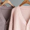 1011 Spring Women's New Product Retro Style Solid Color One Button Loose V-Neck Knitted Cardigan Sweater Women's Jacket