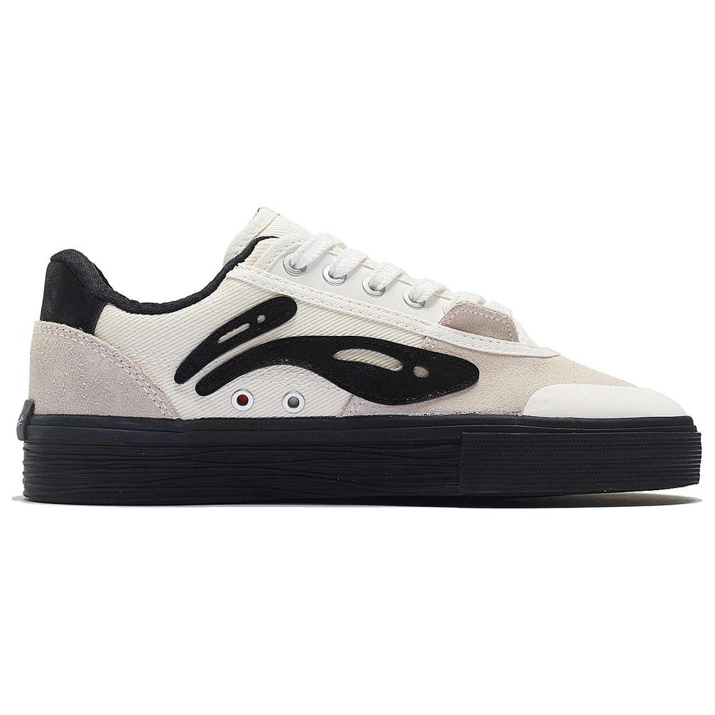 New Steven Harrington x LiNing Slip Resistant Cushioning Abrasion Resistant Low Top Skateboard Shoes Women's White Black AECS072-2