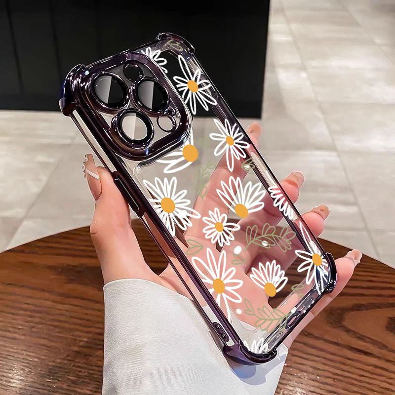Purple Flowers Leaf Cover For Realme 15T 15 14 13 12 11 Plus Pro 5G C85 C71 C65 C53 C55 C35 C85 C21Y Air-Guard Corners Case Sof