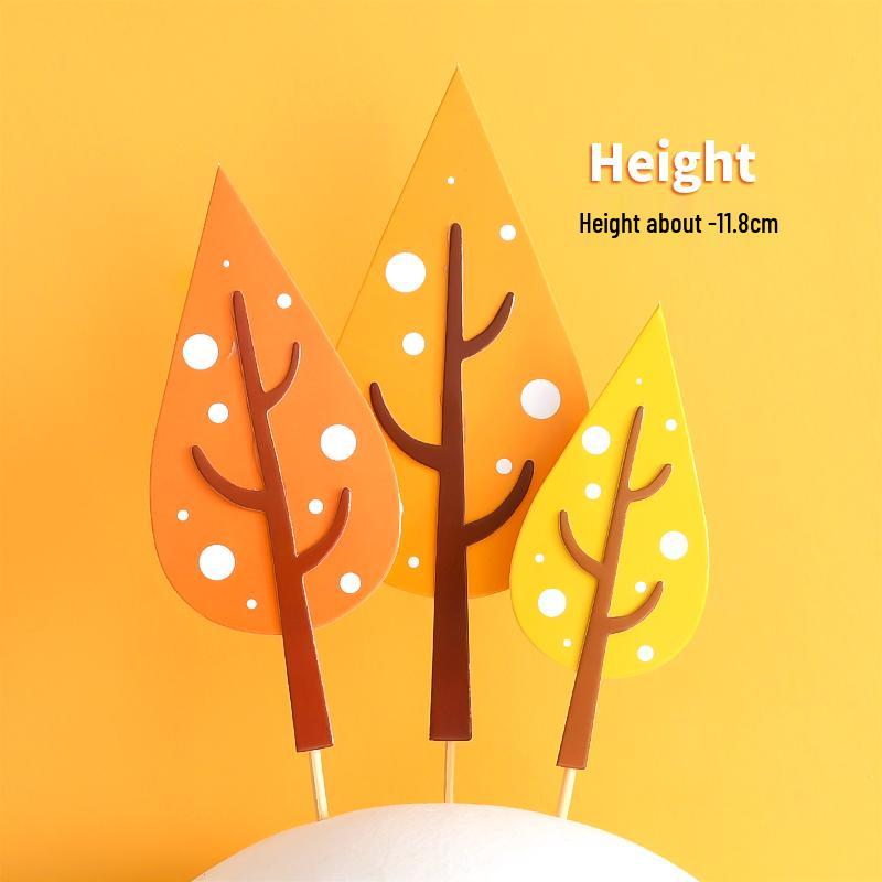 Forest Leaves Cake Topper: Apple & Coconut Tree Decor with Free Shipping