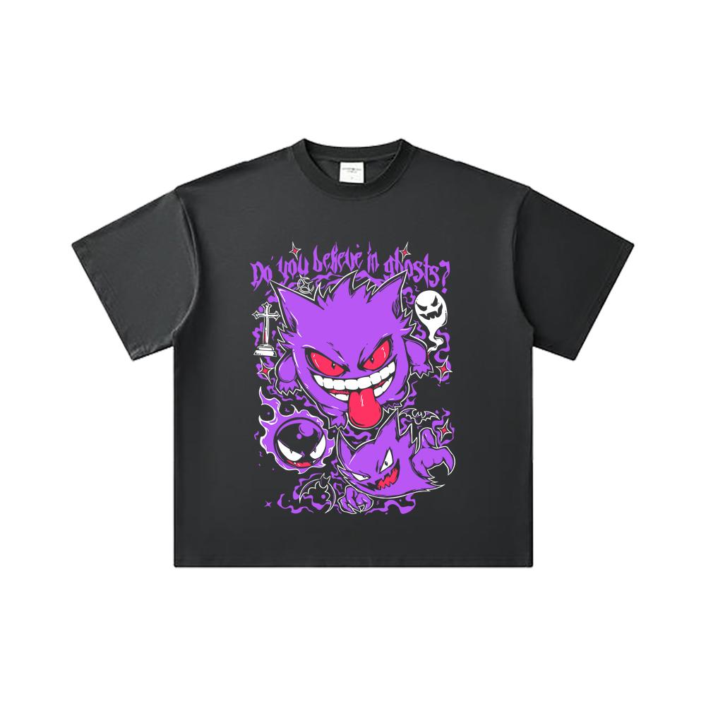 260 GSM Double Yarn 32 Count 100% Cotton Pokemon V3 Ghosts Print Unisex Heavy Cotton T Shirt