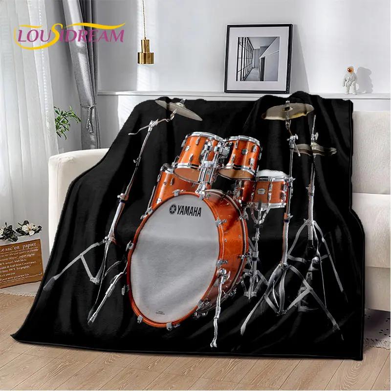 Kit de tambor musical, conjunto de instrumentos, cobertor de pelúcia macio, cobertor de flanela, cobertor para sala de estar, quarto, cama, sofá, piquenique, criança