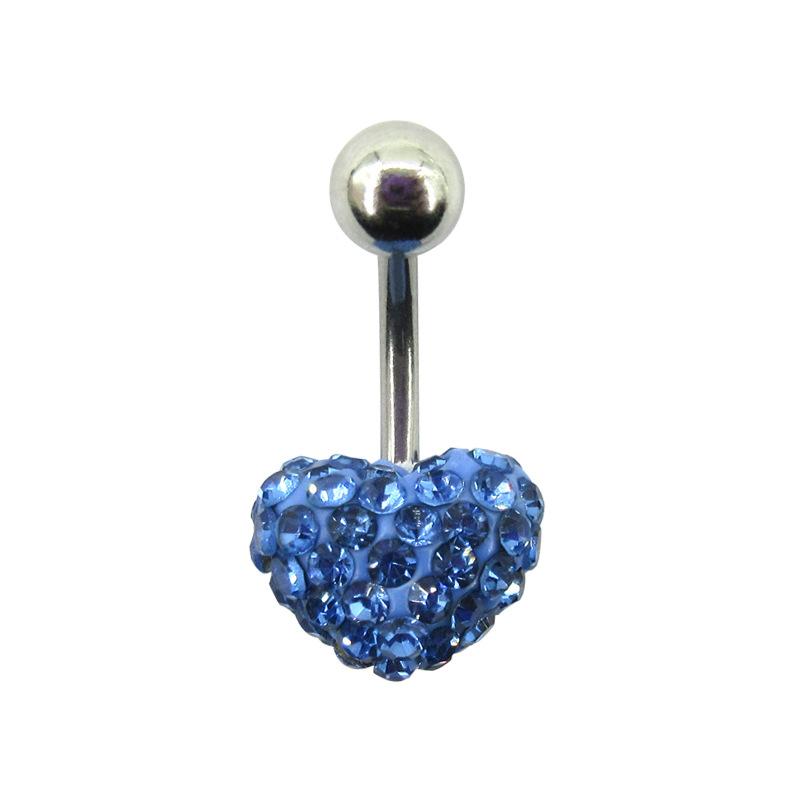 Ceramic Clay Diamond Ball Heart Shaped Navel Nail Full of Diamond Heart Shaped Navel Ring Inlaid with Diamond Jewelry